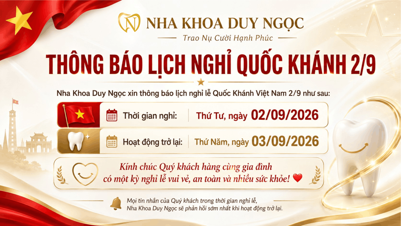 lịch nghỉ lễ 2/9/2026